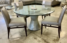 5 pc Dining Set with Thick Glass Table Top