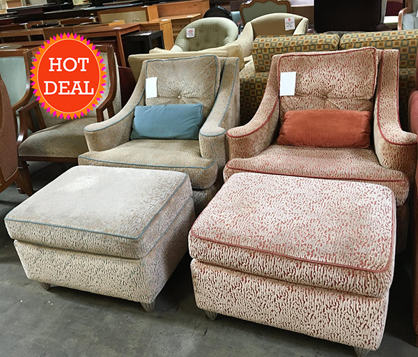 Hotel Surplus Four Season Chair and Ottoman *available in blue or coral*