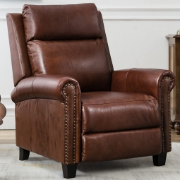 Nut-Brown Leather Recliner - Manufacturer Overstock
