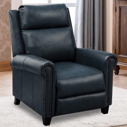 Navy Leather Recliner - Manufacturer Overstock