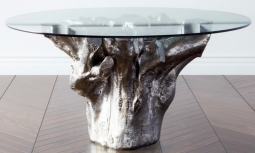 Silver & Glass Tree Trunk Table