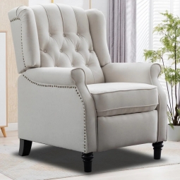Cream Chenille Recliner - Manufacturer Overstock