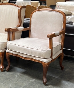 'French-Provincial' Style Wood-Framed Chair & Ottoman Set - Rental Return