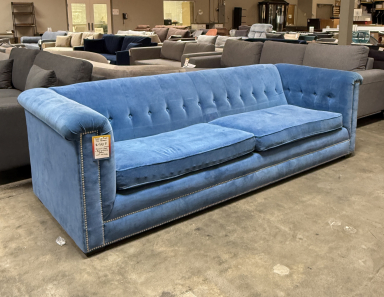 Tufted Blue Velvet Sofa from Oceana Santa Monica