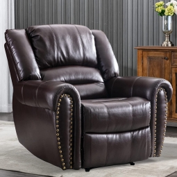 Brown Leather Recliner (Bonded) - Manufacturer Overstock