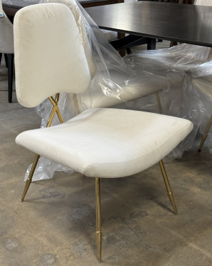 Max Velvet Lounge Chair - Ivory