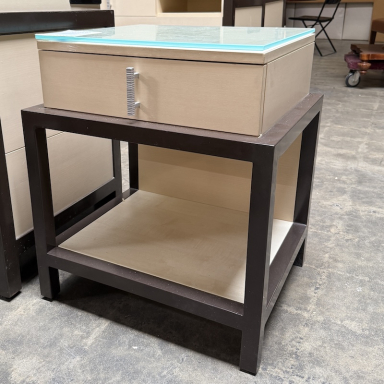 Nightstand with Frosted Glass Top - Hilton LAX