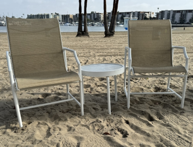 Mesh Outdoor Chairs & Side Tables  From Marina Del Rey Resort