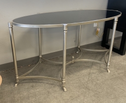 Oval Black Glass Console (Home Staging Overstock)