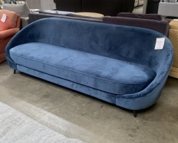 Blue Tight-Back Curved Sofa (Home Staging Overstock)
