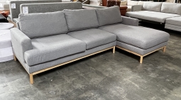 Home Staging Grey Sectional with Oak Base