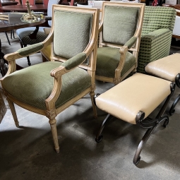 Cream & Green Armchair - Fashion Island Hotel Newport Beach