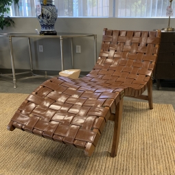 Leather-Strap Indoor Chaise (Home Staging Overstock)