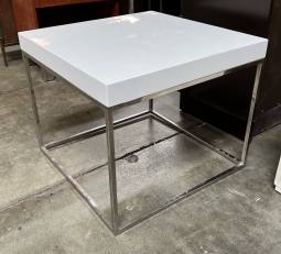 Modern White End Table - Santa Barbara Hotel