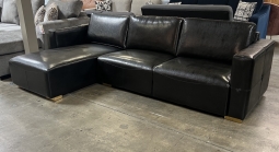 Black Vinyl Sectional - Home Staging Overstock