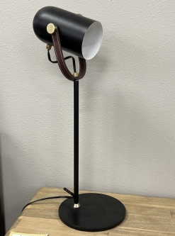 Home Staging Overstock Leather & Black Metal Table Lamp