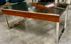 Chrome Leg Coffee Table with Black Stone Top  From LA-Area Radisson Hotel