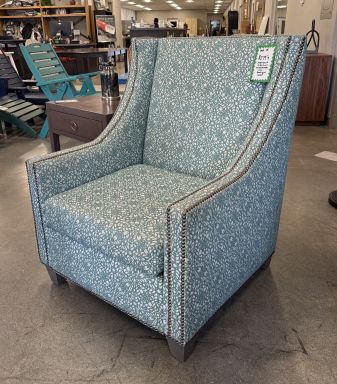 Large Square Back Lounge Chair with Nailheads