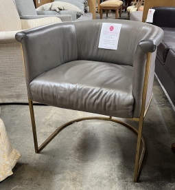 Curved-Back Restoration Hardware Hospitality-Grade Leather Dining Chairs