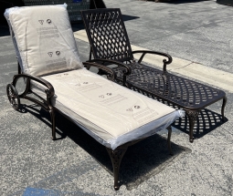 Antique Bronze Outdoor Chaise Lounge with Pillow  - Manufacturer Overstock