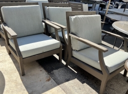 Crate & Barrel Teak Outdoor Armchairs