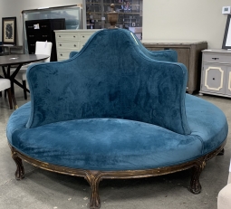 Palihouse West Hollywood Teal Velvet Lobby Settee