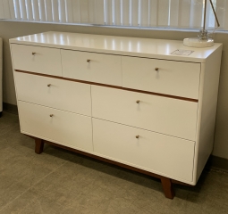 Home Staging White Dresser with Wood Trim