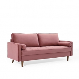 Mid-Century Inspired Dusty Rose Velvet Sofa