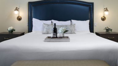 Blue Headboard with Nailheads