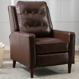 Top Grain Leather Brown Recliner (Tufted) - Manufacturer Overstock