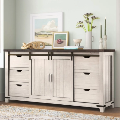 Hebden 70" Wide 6 Drawer Pine Wood Sideboard