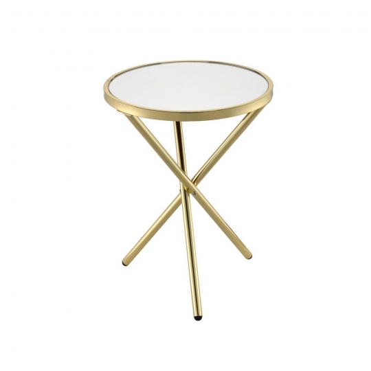 Leticia Round End Table W Mirrored Top, Round End Table With Mirror Top