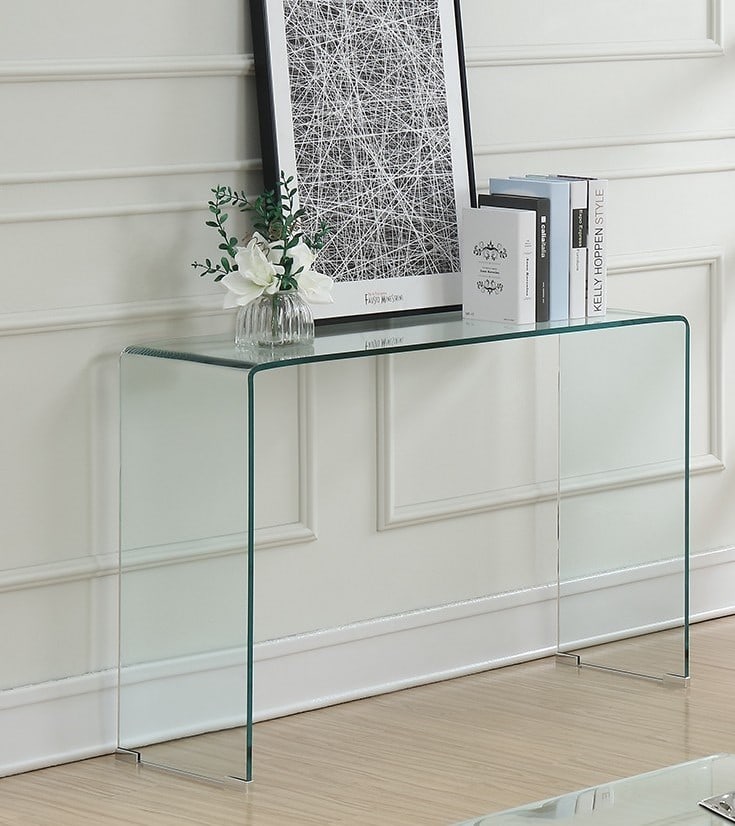 Bond Glass Console Table Hotel Surplus, Tall Glass Console Table