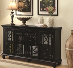 Antique Black Cabinet with Glass Doors